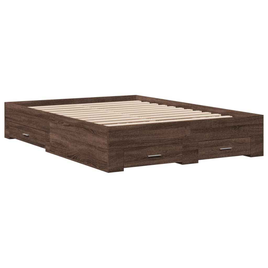 Cadre de lit avec tiroirs sans matelas chêne marron 135x190 cm - XIOS