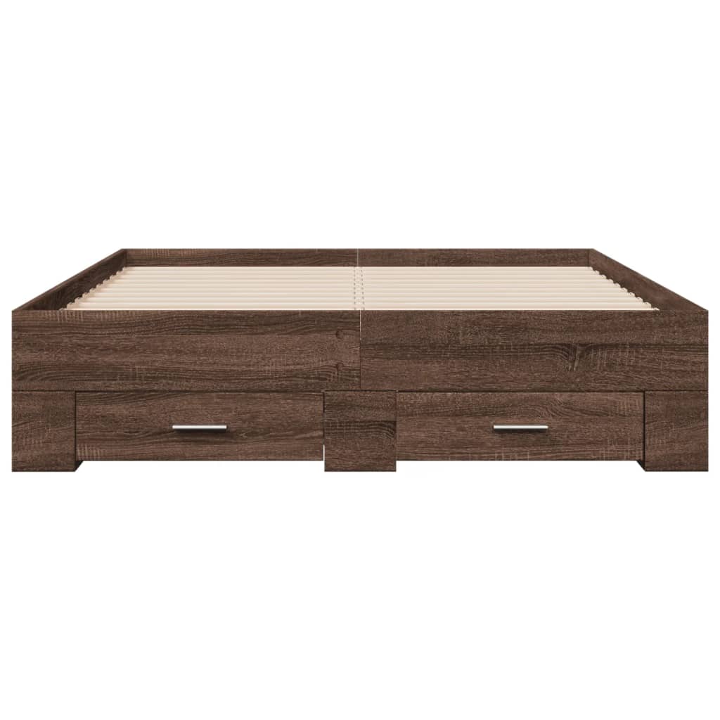 Cadre de lit avec tiroirs sans matelas chêne marron 135x190 cm - XIOS