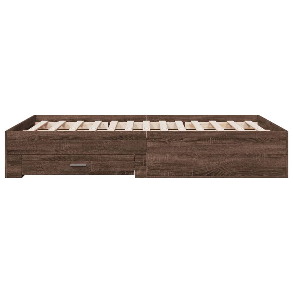 Cadre de lit avec tiroirs sans matelas chêne marron 135x190 cm - XIOS