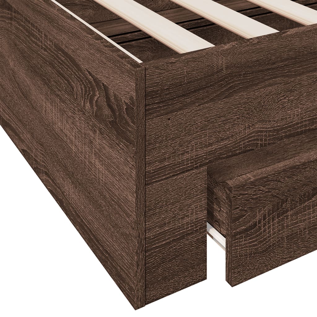 Cadre de lit avec tiroirs sans matelas chêne marron 135x190 cm - XIOS