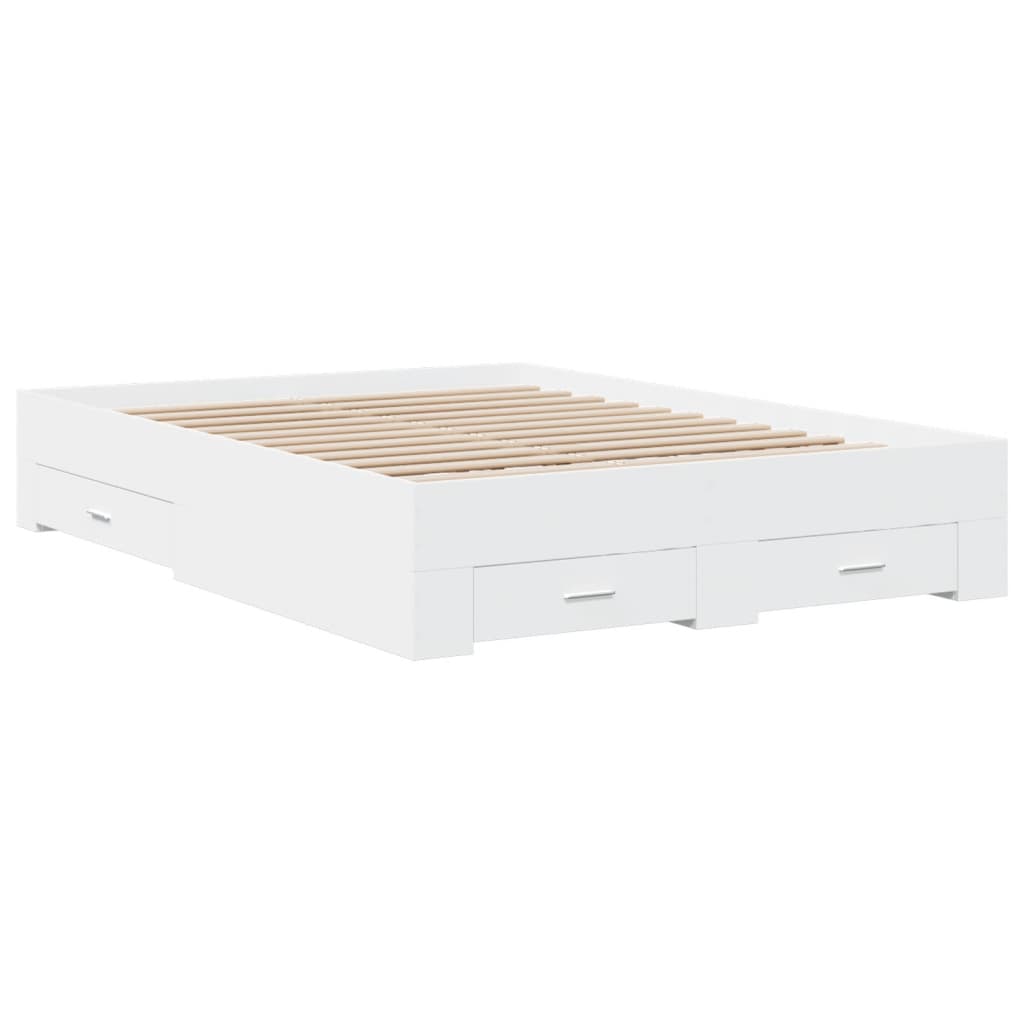 Cadre de lit avec tiroirs sans matelas blanc 120x190 cm - XIOS