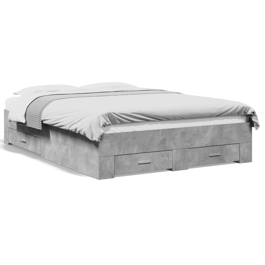 Cadre de lit avec tiroirs sans matelas gris béton 120x190 cm - XIOS