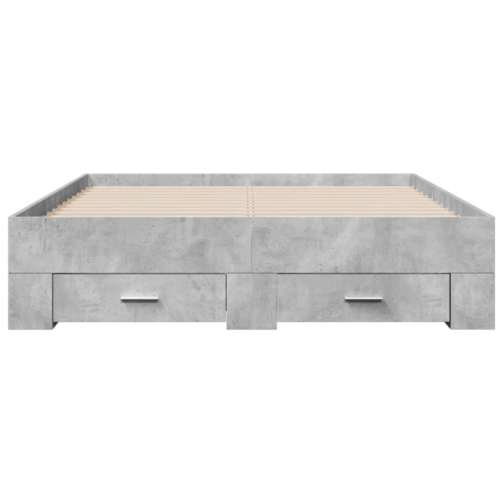 Cadre de lit avec tiroirs sans matelas gris béton 120x190 cm - XIOS