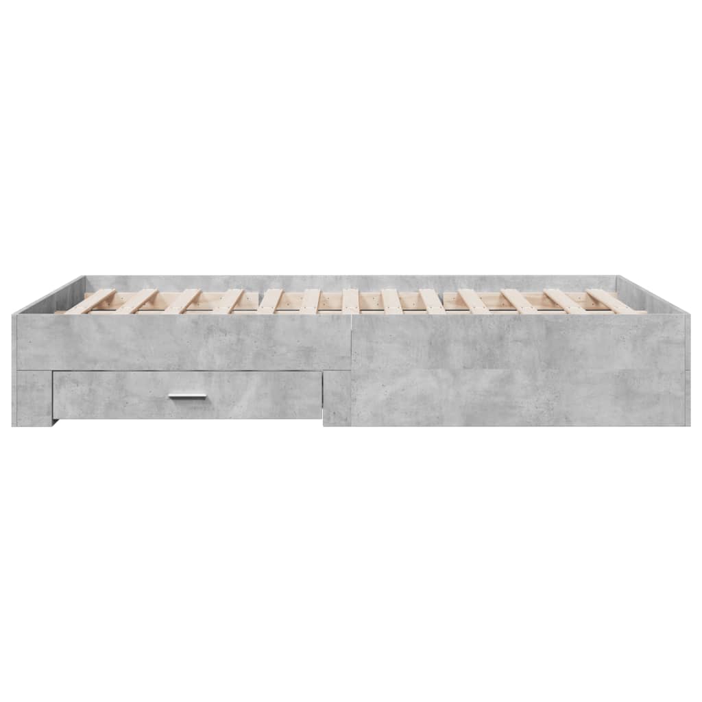 Cadre de lit avec tiroirs sans matelas gris béton 120x190 cm - XIOS