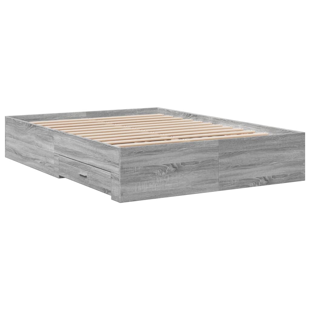 Cadre de lit avec tiroirs sans matelas sonoma gris 120x190 cm - XIOS