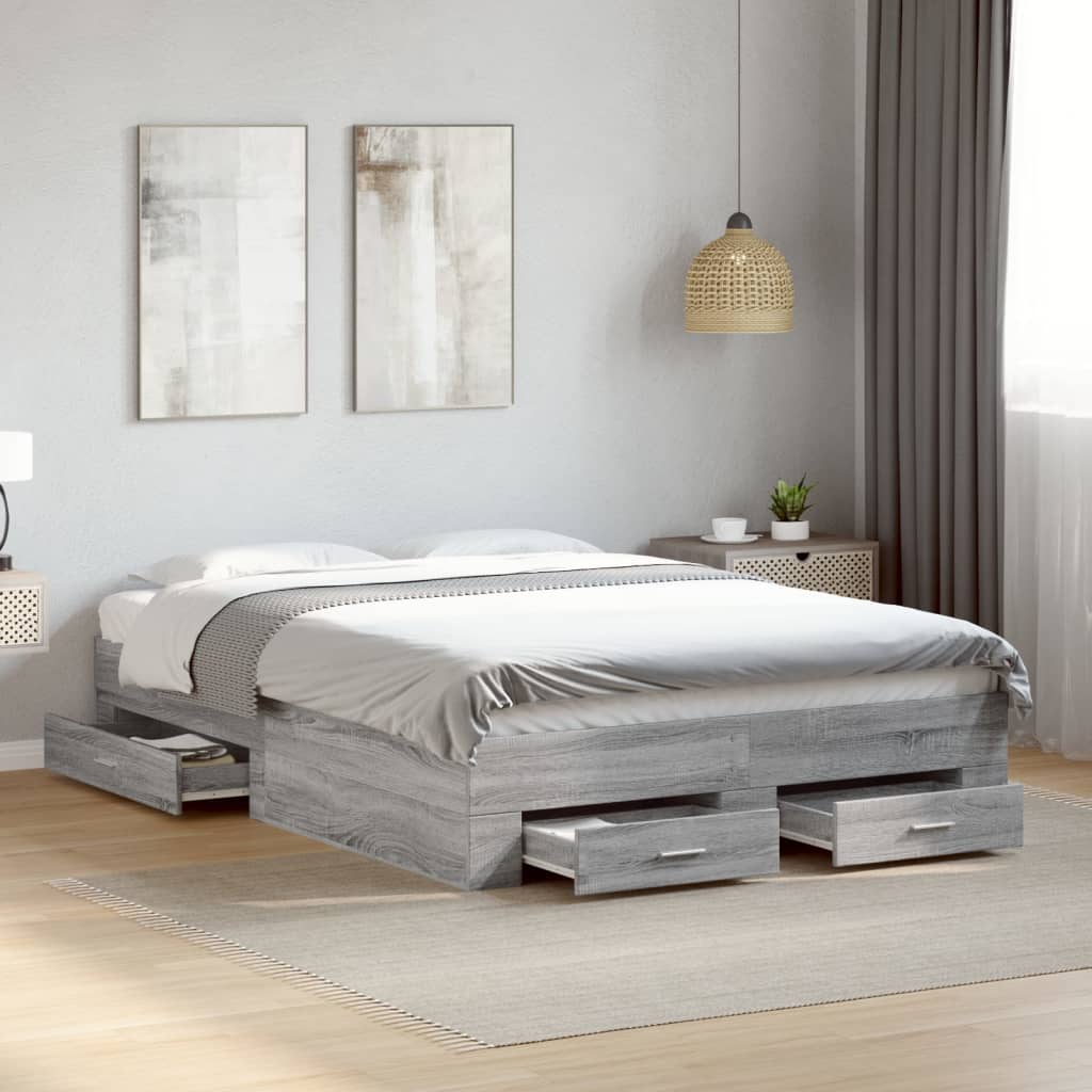 Cadre de lit avec tiroirs sans matelas sonoma gris 120x190 cm - XIOS