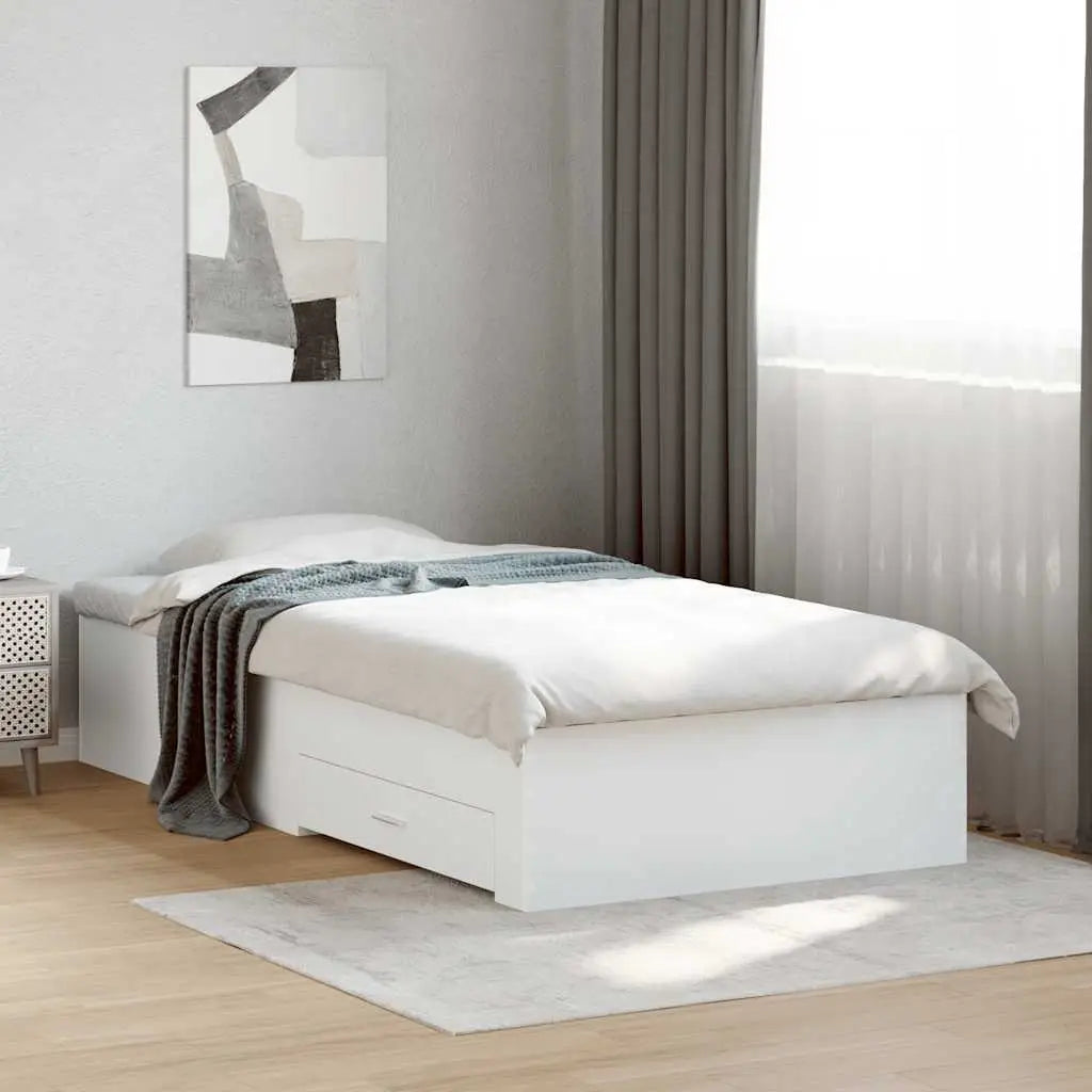 Cadre de lit avec tiroirs sans matelas blanc 100x200 cm - XIOS