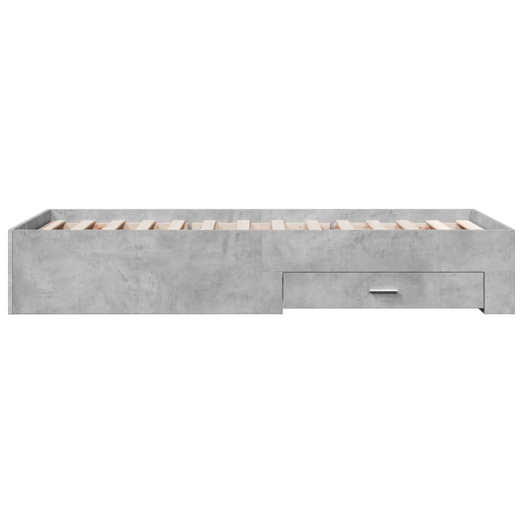 Cadre de lit avec tiroirs sans matelas gris béton 100x200 cm - XIOS