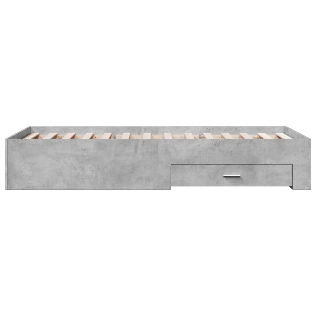 Cadre de lit avec tiroirs sans matelas gris béton 90x200 cm - XIOS