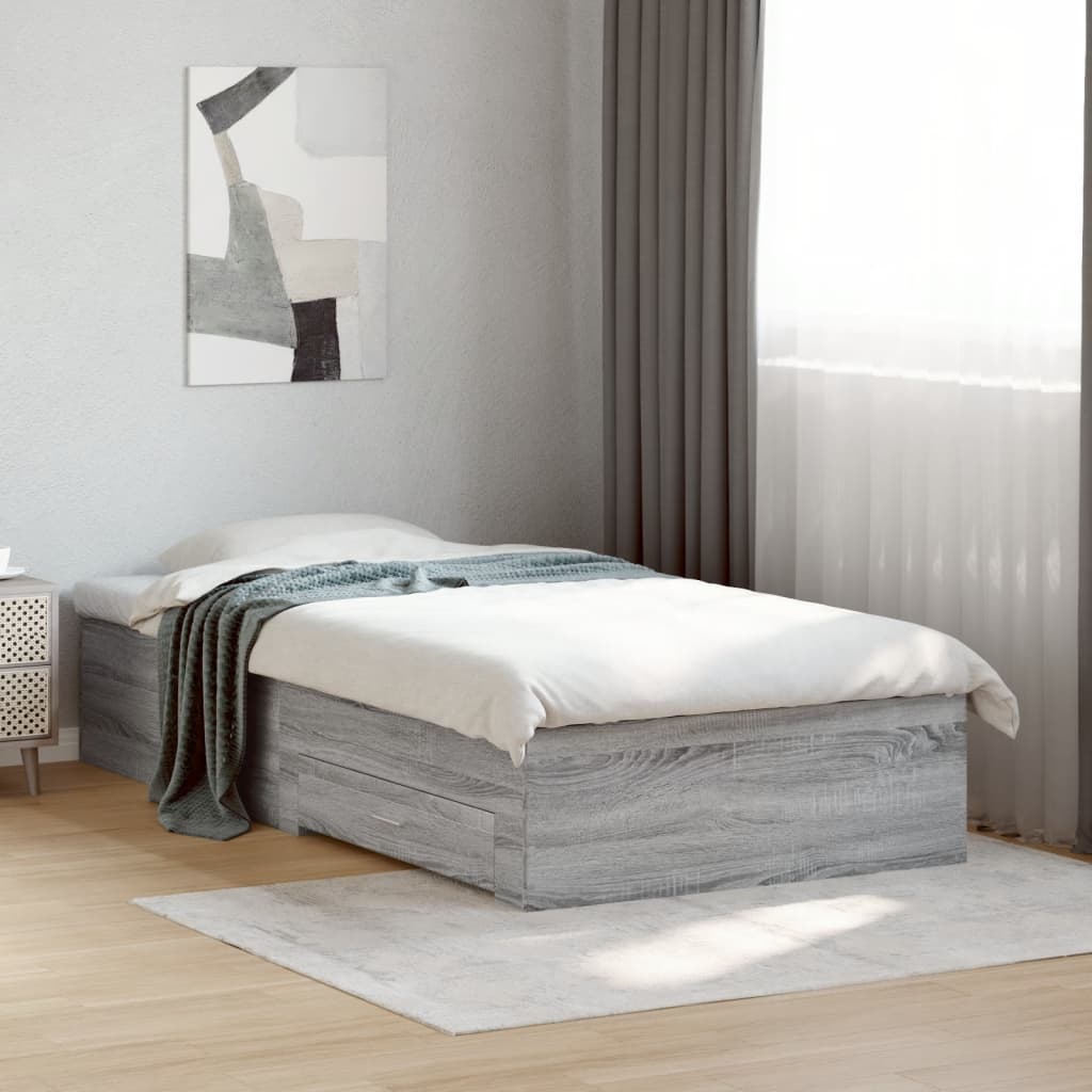 Cadre de lit avec tiroirs sans matelas sonoma gris 90x200 cm - XIOS