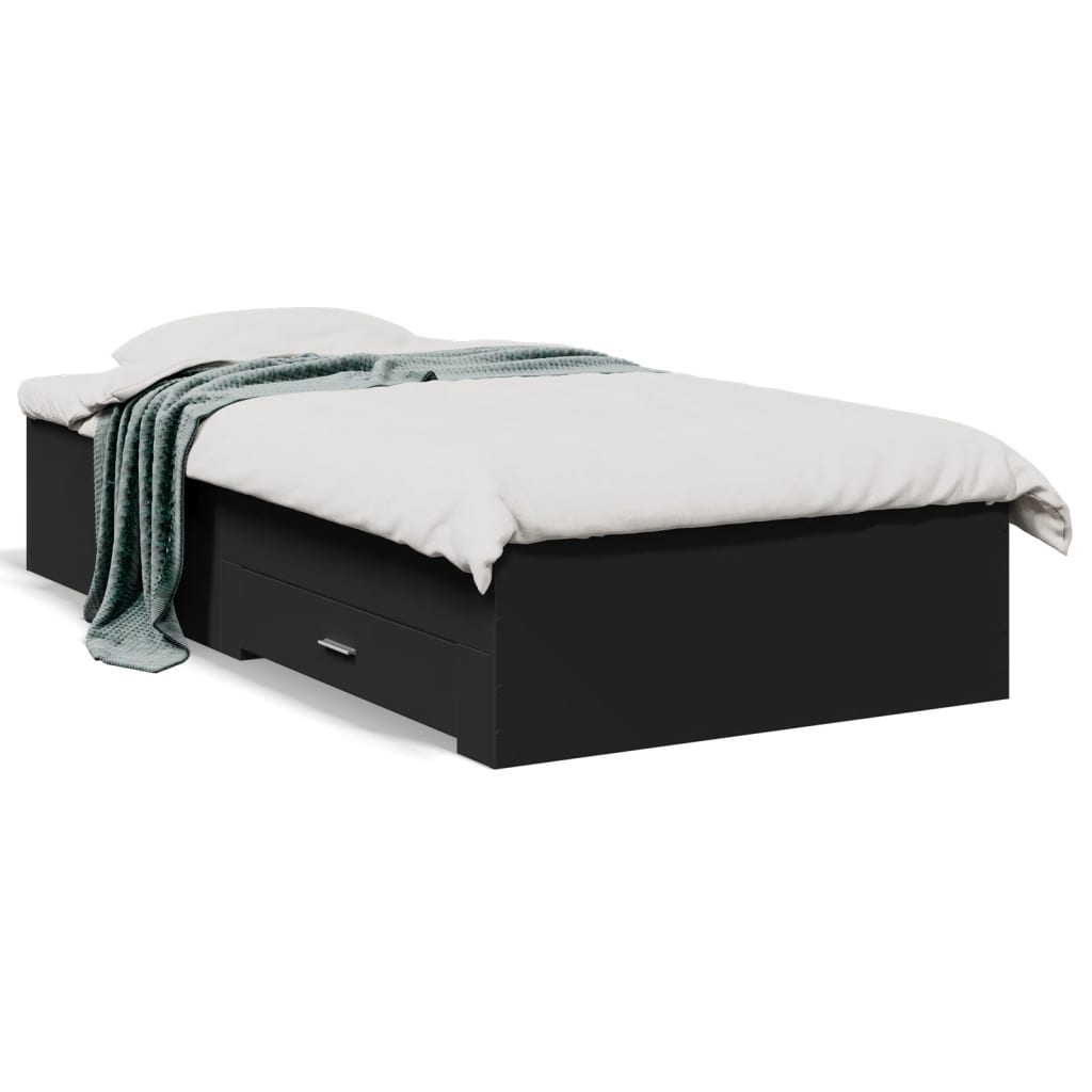 Cadre de lit avec tiroirs sans matelas noir 75x190 cm - XIOS