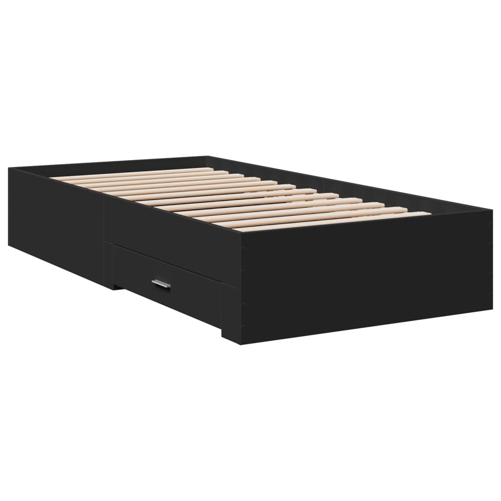 Cadre de lit avec tiroirs sans matelas noir 75x190 cm - XIOS