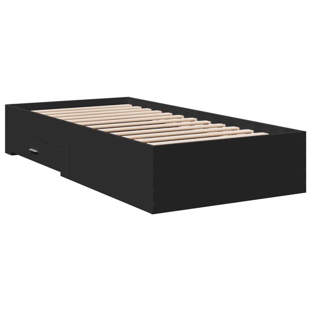 Cadre de lit avec tiroirs sans matelas noir 75x190 cm - XIOS