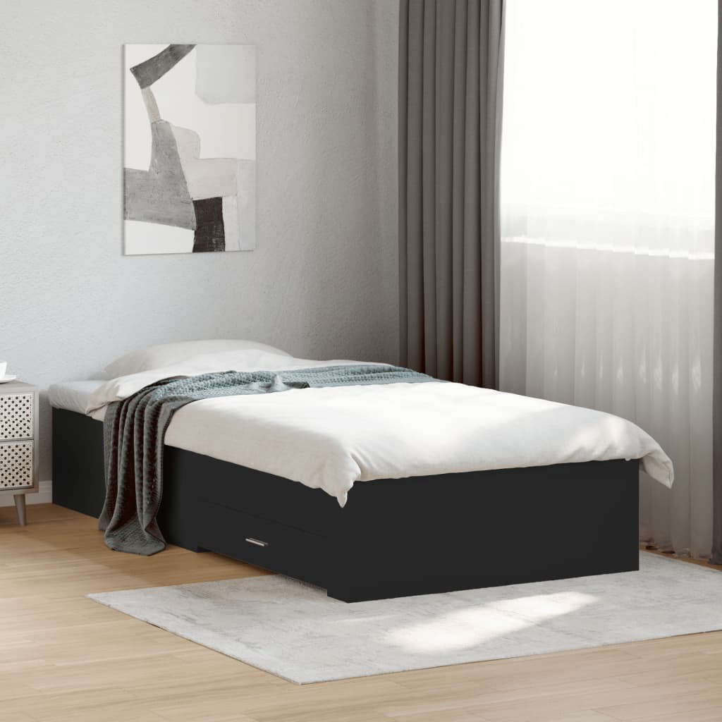 Cadre de lit avec tiroirs sans matelas noir 75x190 cm - XIOS
