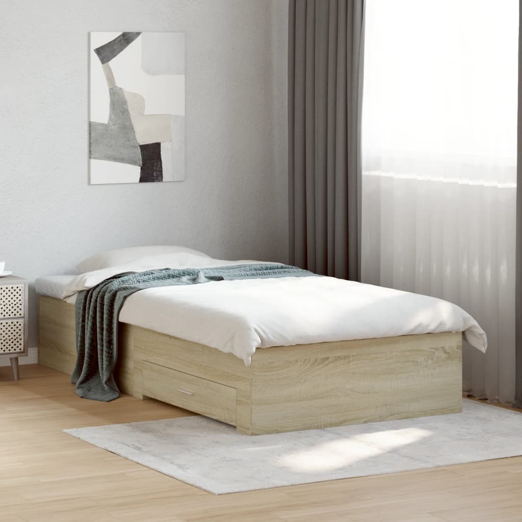 Cadre de lit avec tiroirs sans matelas chêne sonoma 75x190 cm - XIOS