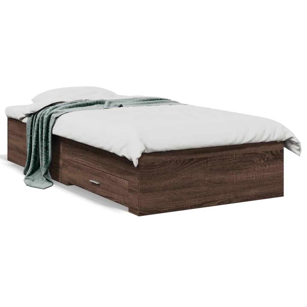 Cadre de lit avec tiroirs sans matelas chêne marron 75x190 cm - XIOS