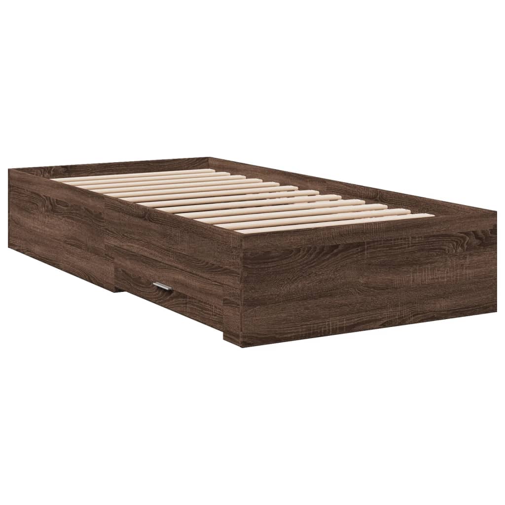 Cadre de lit avec tiroirs sans matelas chêne marron 75x190 cm - XIOS