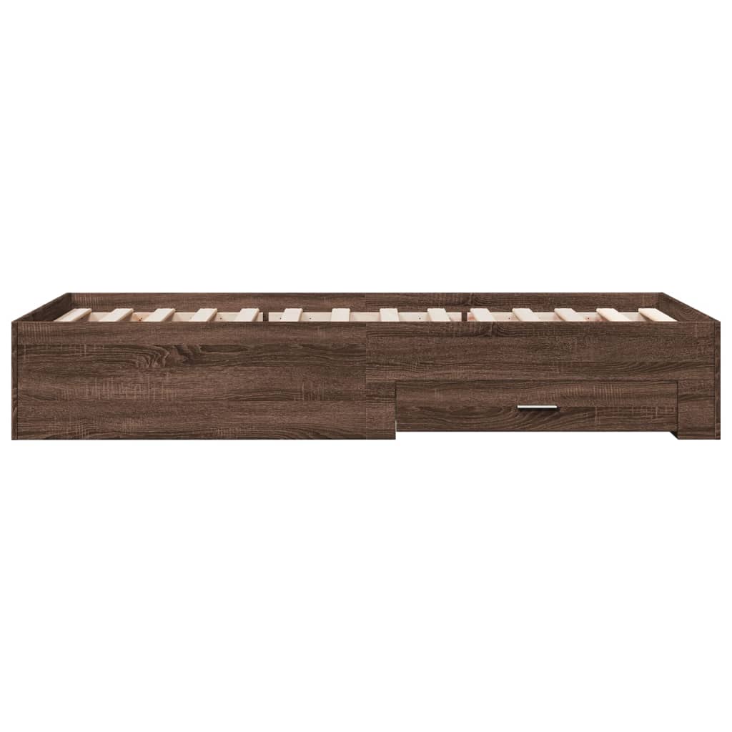 Cadre de lit avec tiroirs sans matelas chêne marron 75x190 cm - XIOS