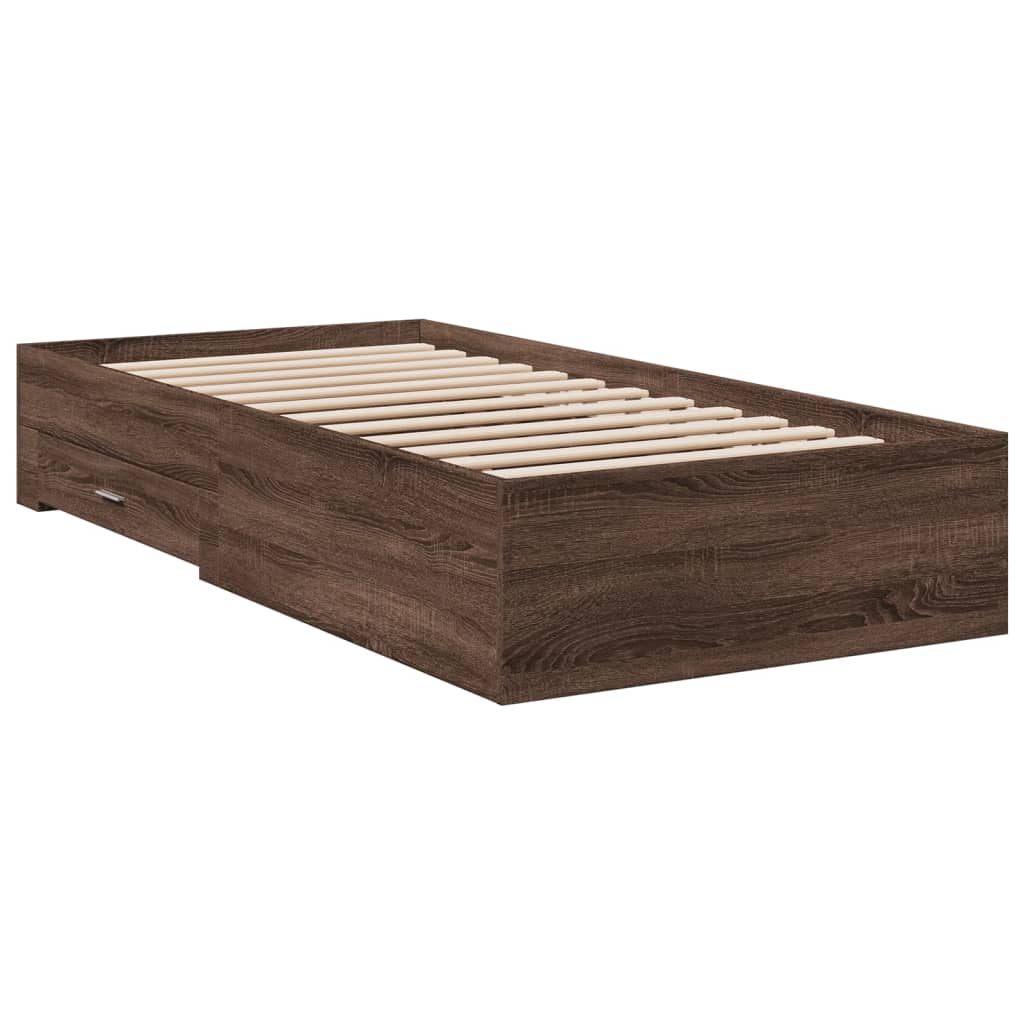 Cadre de lit avec tiroirs sans matelas chêne marron 75x190 cm - XIOS