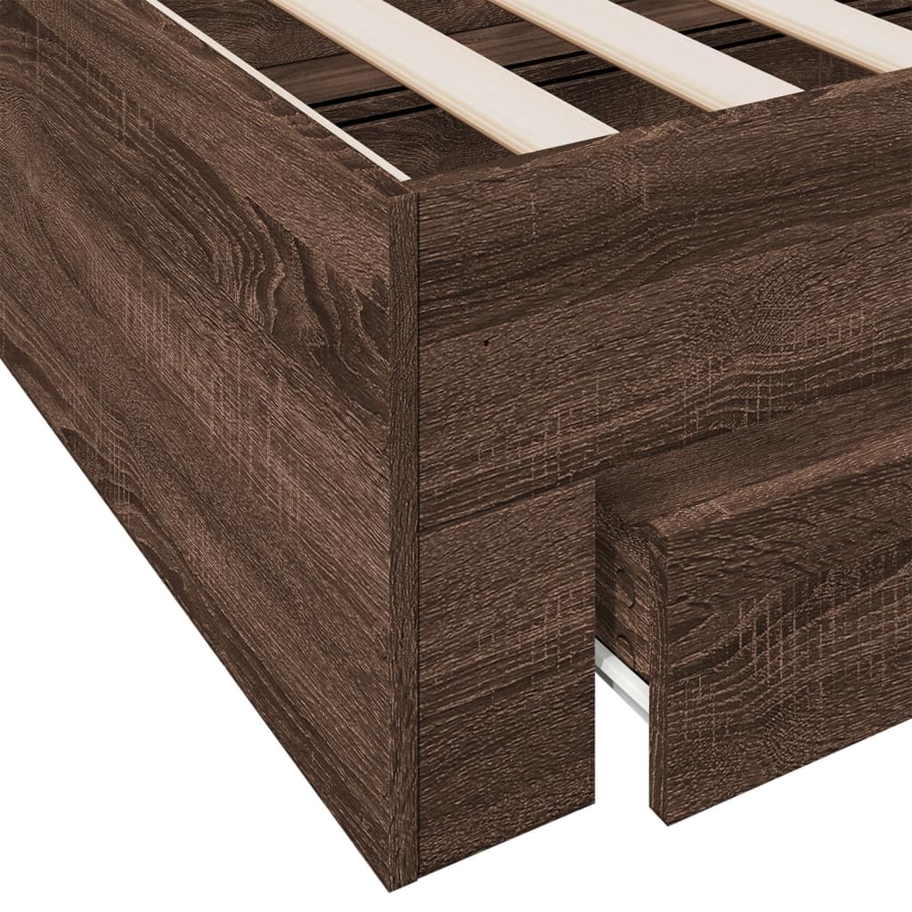 Cadre de lit avec tiroirs sans matelas chêne marron 75x190 cm - XIOS