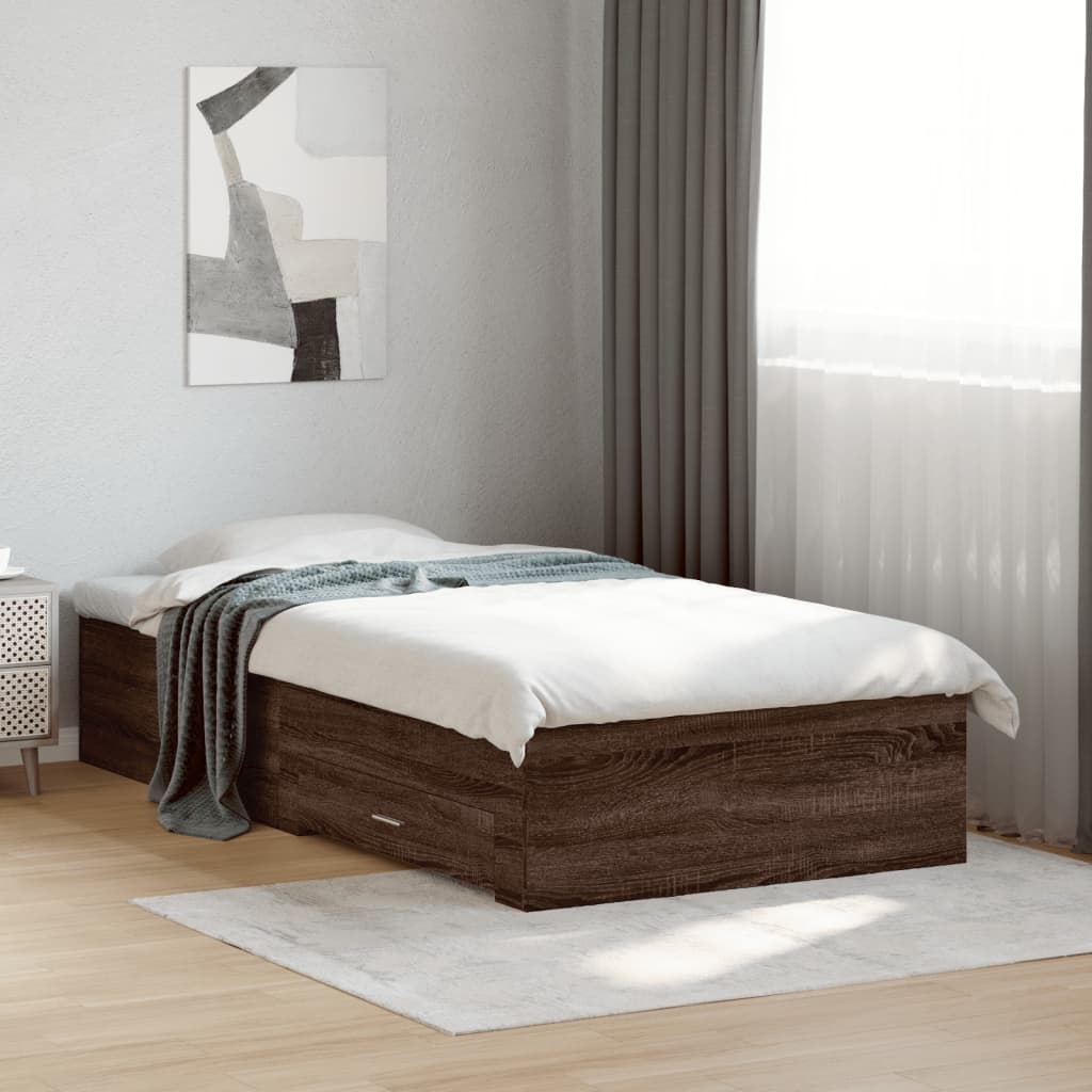 Cadre de lit avec tiroirs sans matelas chêne marron 75x190 cm - XIOS