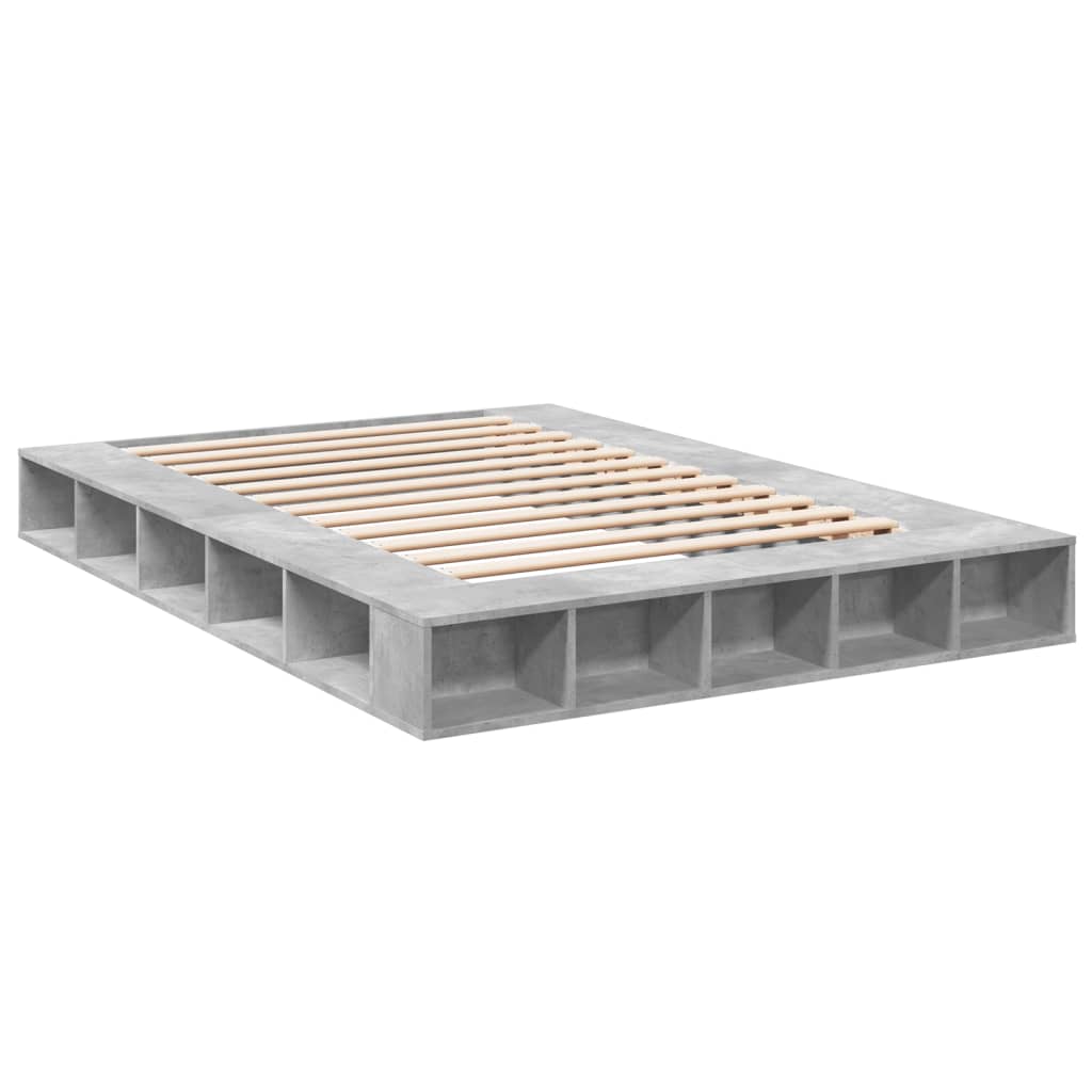 Cadre de lit sans matelas gris béton 160x200 cm - XIOS