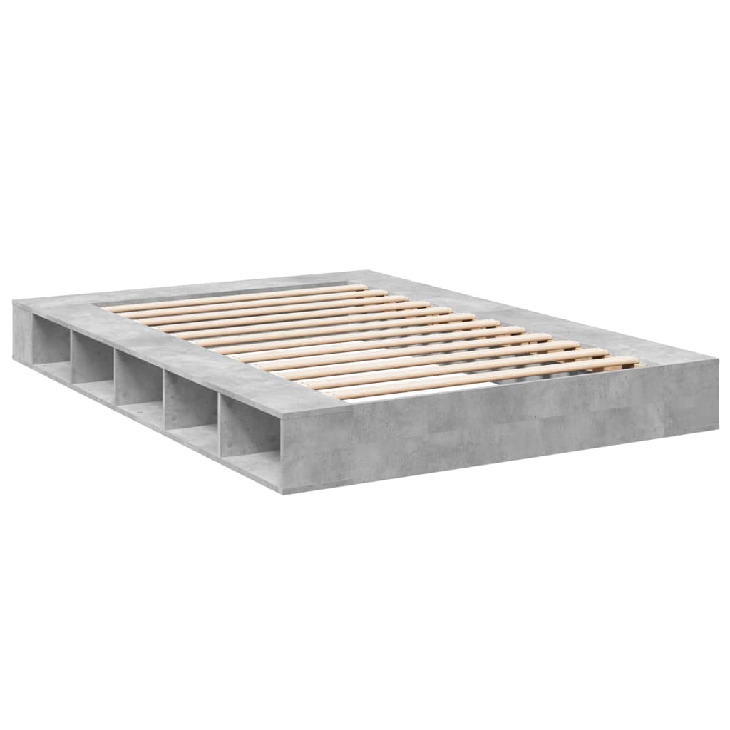 Cadre de lit sans matelas gris béton 160x200 cm - XIOS