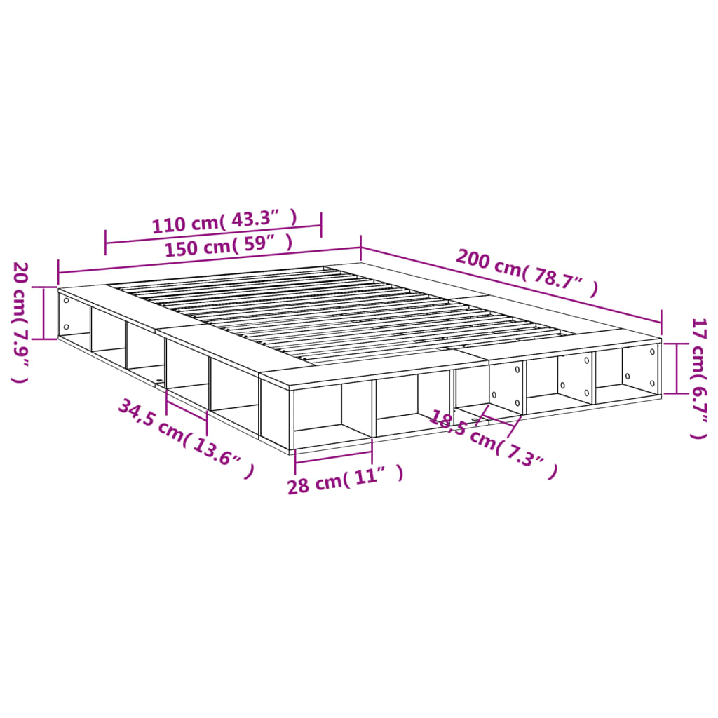 Cadre de lit sans matelas blanc 150x200 cm - XIOS
