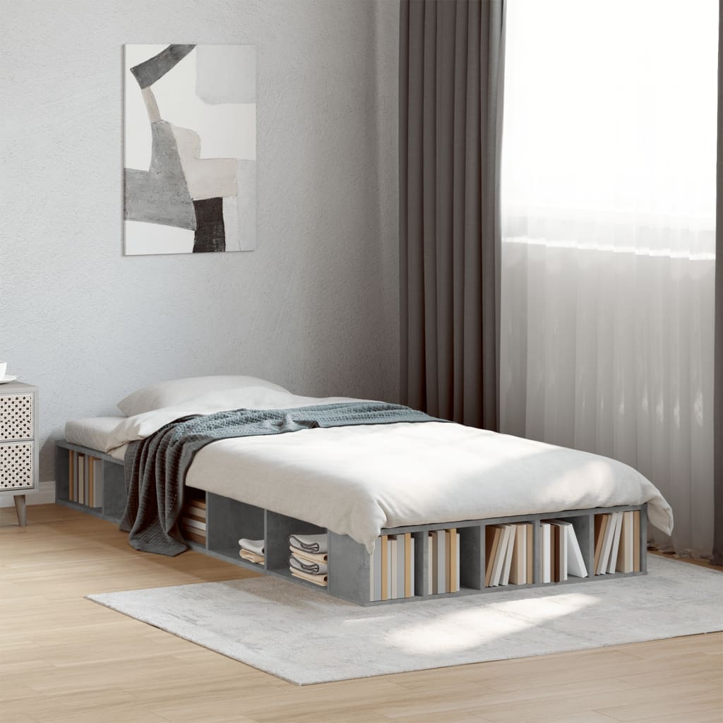 Cadre de lit sans matelas gris béton 90x190 cm - XIOS