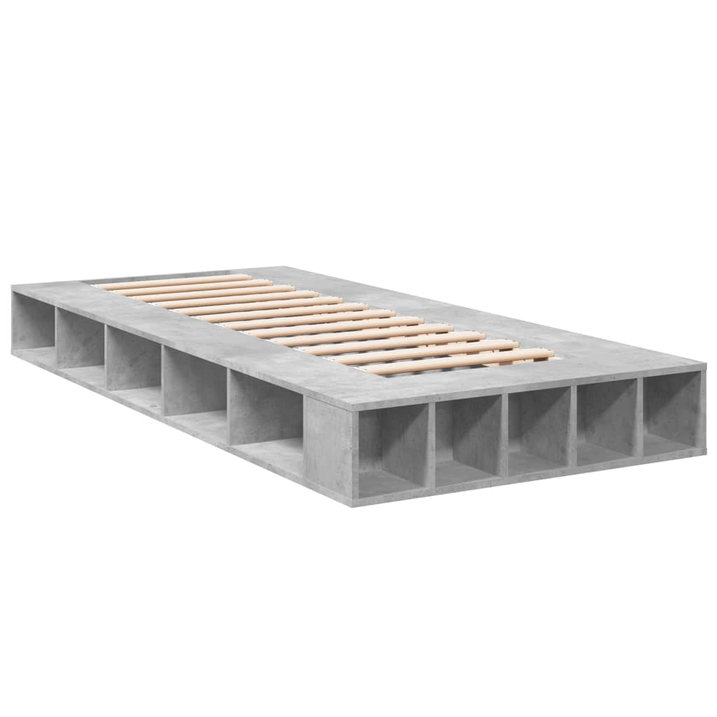 Cadre de lit sans matelas gris béton 75x190 cm - XIOS