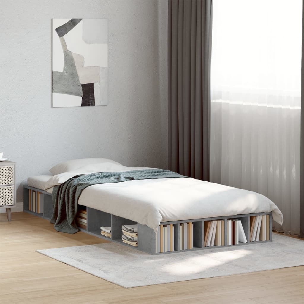 Cadre de lit sans matelas gris béton 75x190 cm - XIOS