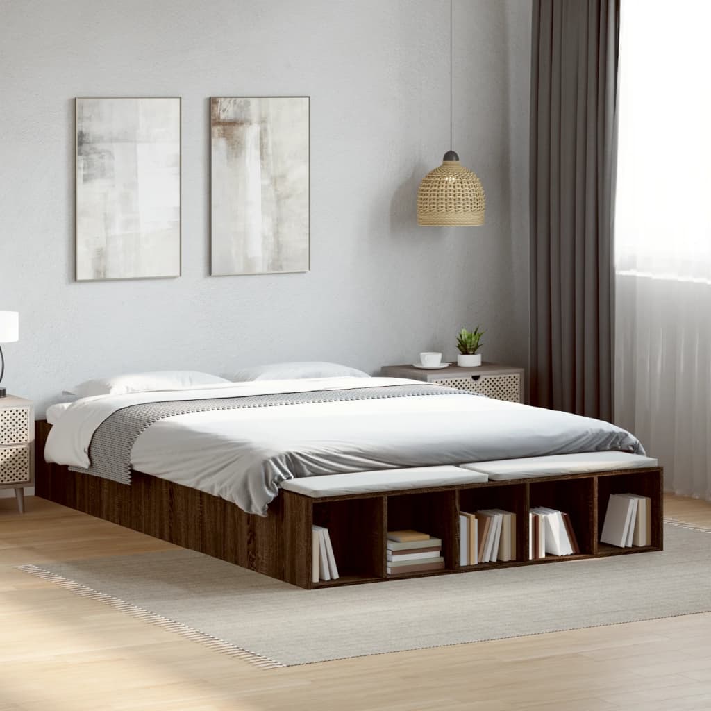 Cadre de lit sans matelas chêne marron 150x200 cm - XIOS