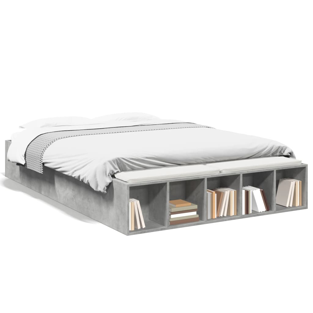 Cadre de lit sans matelas gris béton 120x190 cm - XIOS