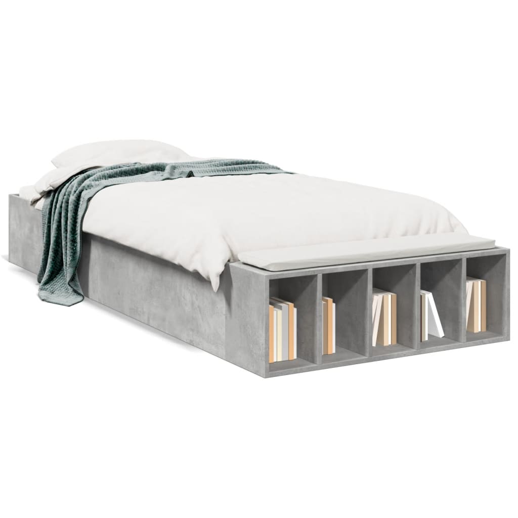 Cadre de lit sans matelas gris béton 90x200 cm - XIOS
