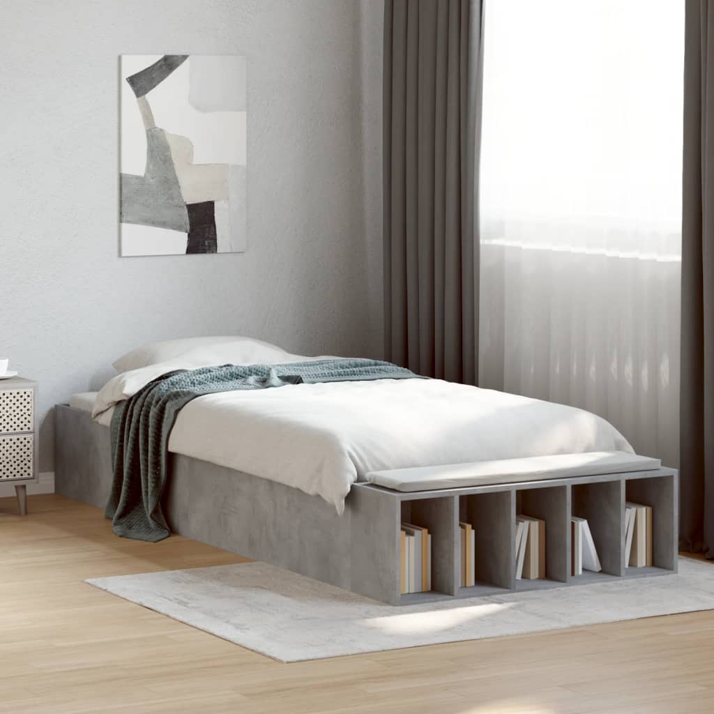 Cadre de lit sans matelas gris béton 90x200 cm - XIOS