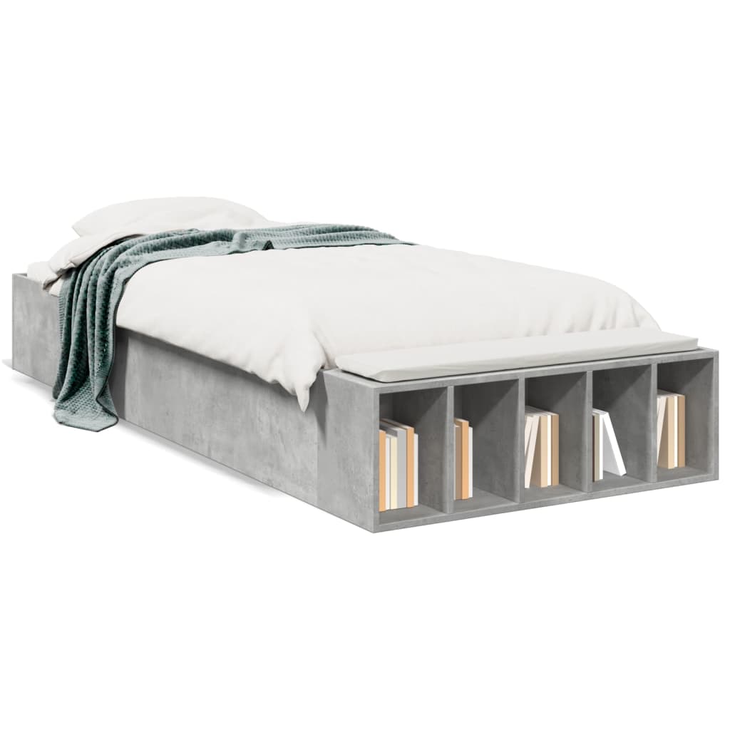 Cadre de lit sans matelas gris béton 90x190 cm - XIOS