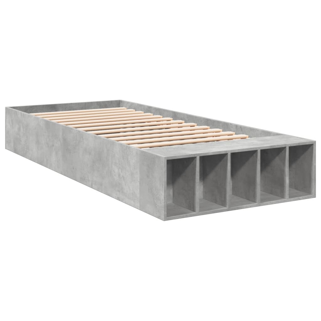 Cadre de lit sans matelas gris béton 90x190 cm - XIOS