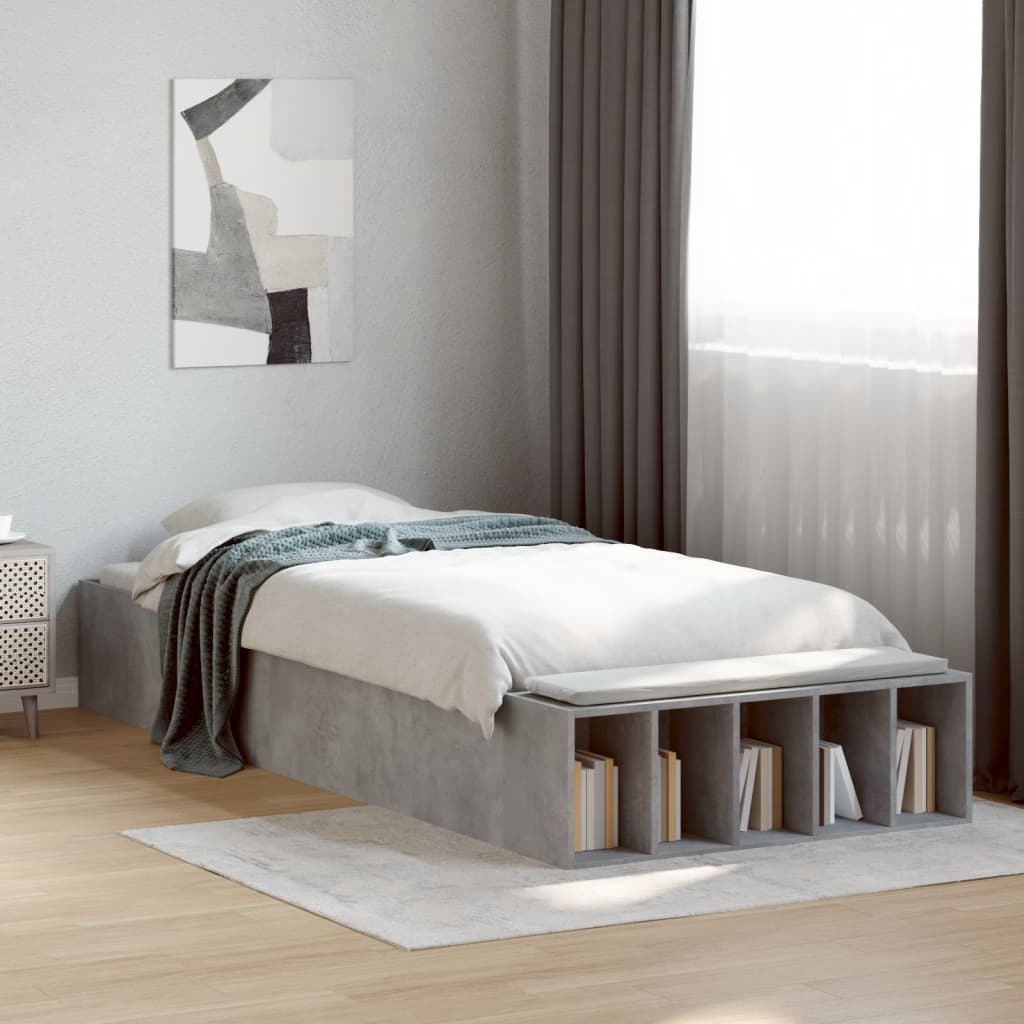 Cadre de lit sans matelas gris béton 90x190 cm - XIOS