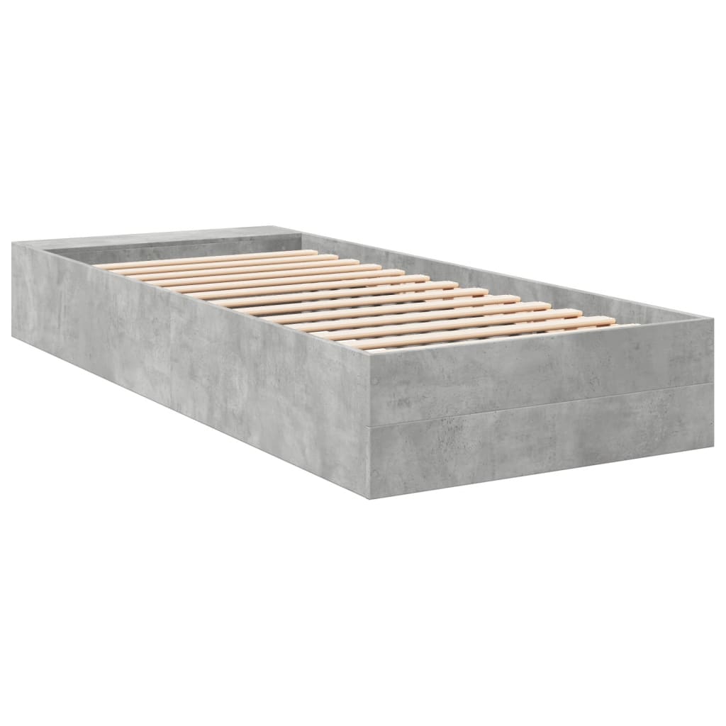 Cadre de lit sans matelas gris béton 75x190 cm - XIOS