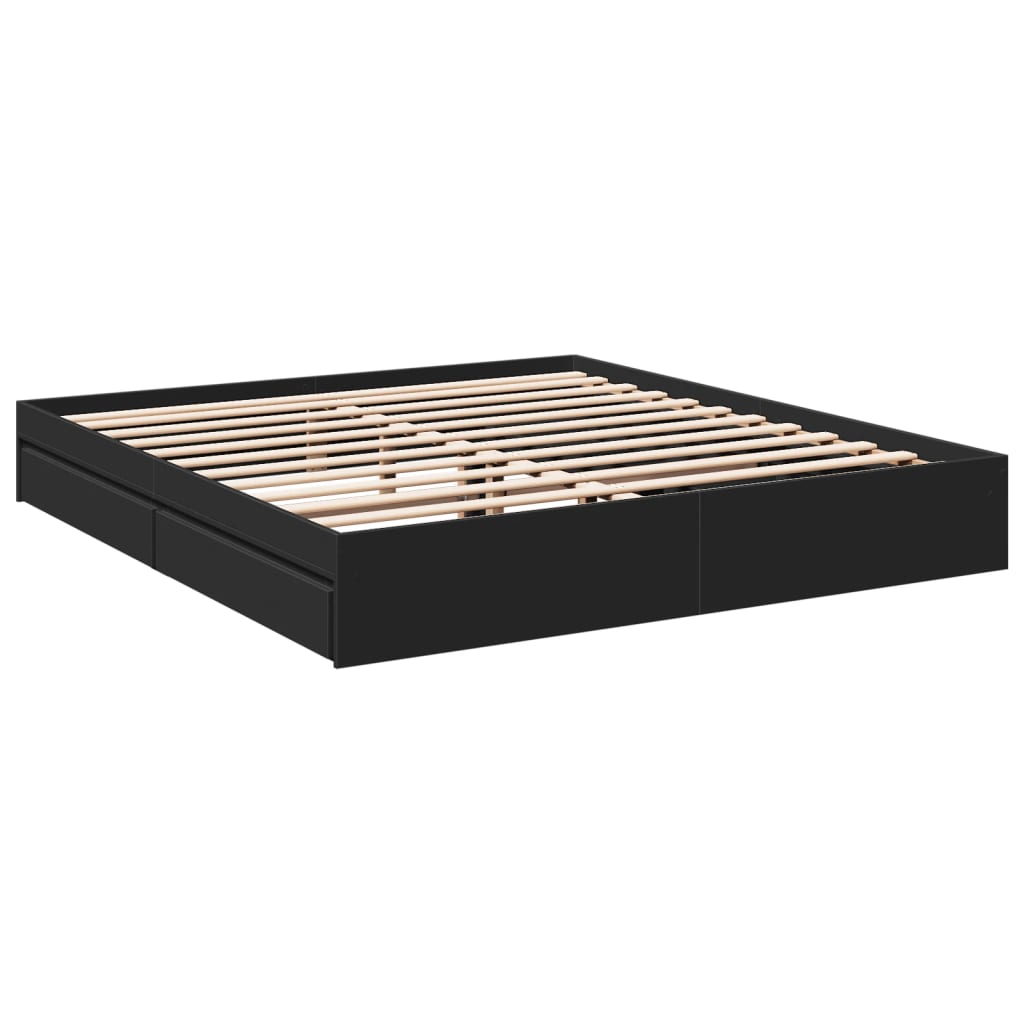 Cadre de lit avec tiroirs sans matelas noir 200x200 cm - XIOS