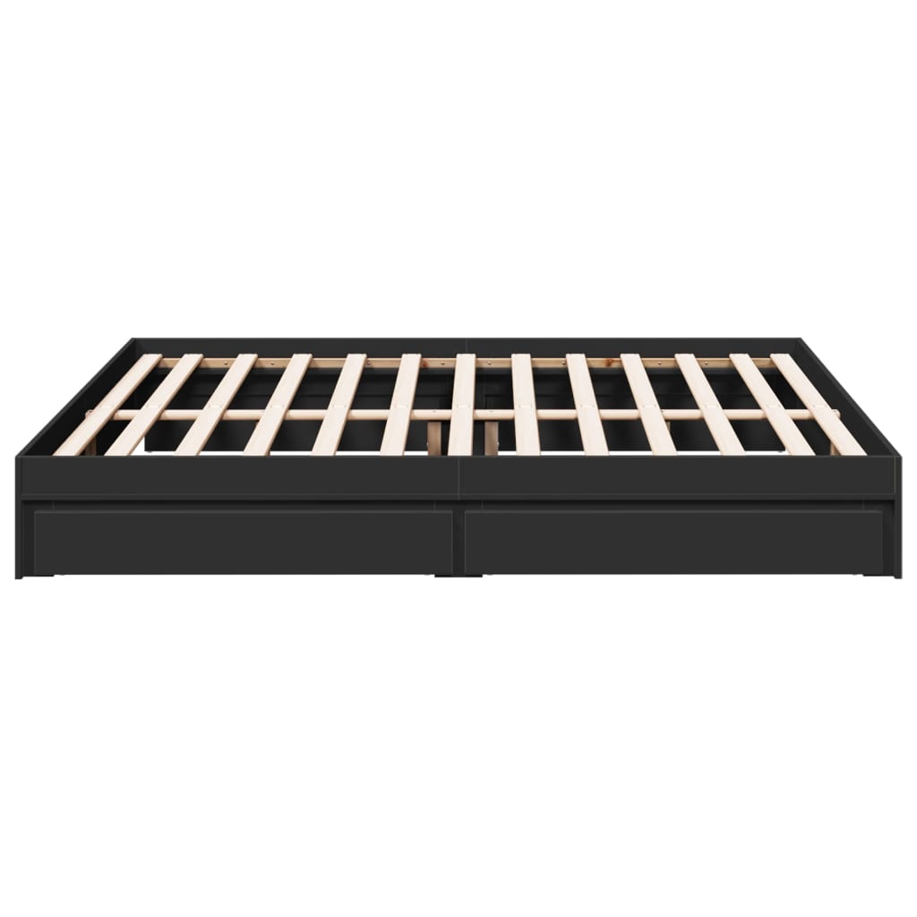 Cadre de lit avec tiroirs sans matelas noir 200x200 cm - XIOS