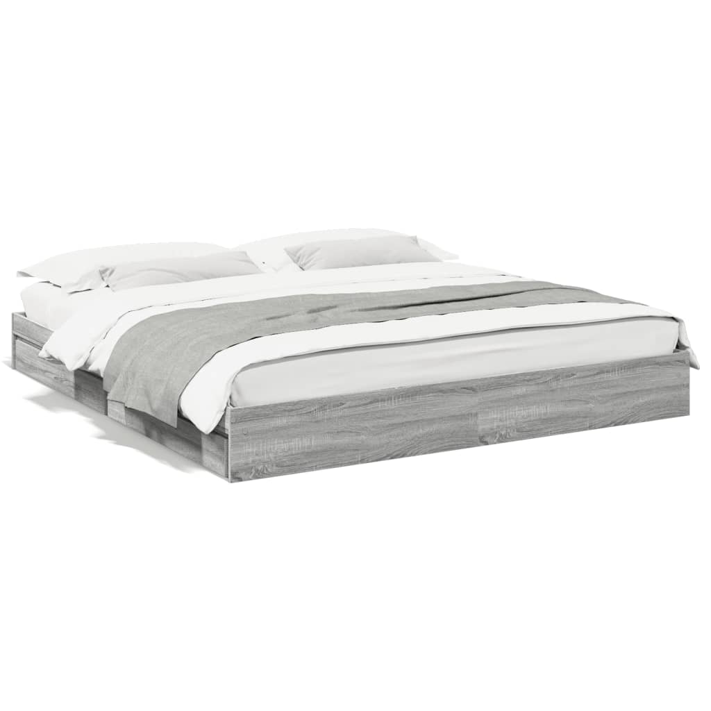 Cadre de lit avec tiroirs sans matelas sonoma gris 200x200 cm - XIOS