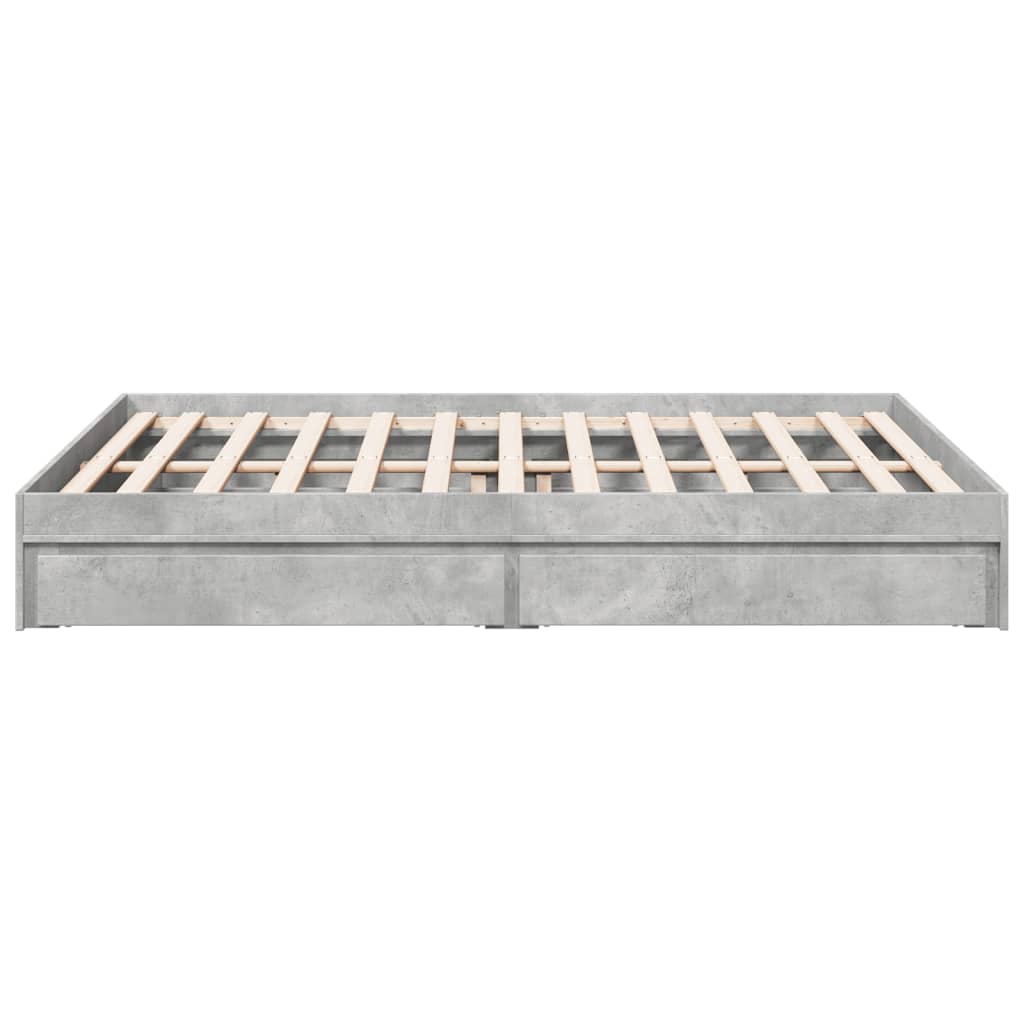 Cadre de lit avec tiroirs sans matelas gris béton 150x200 cm - XIOS