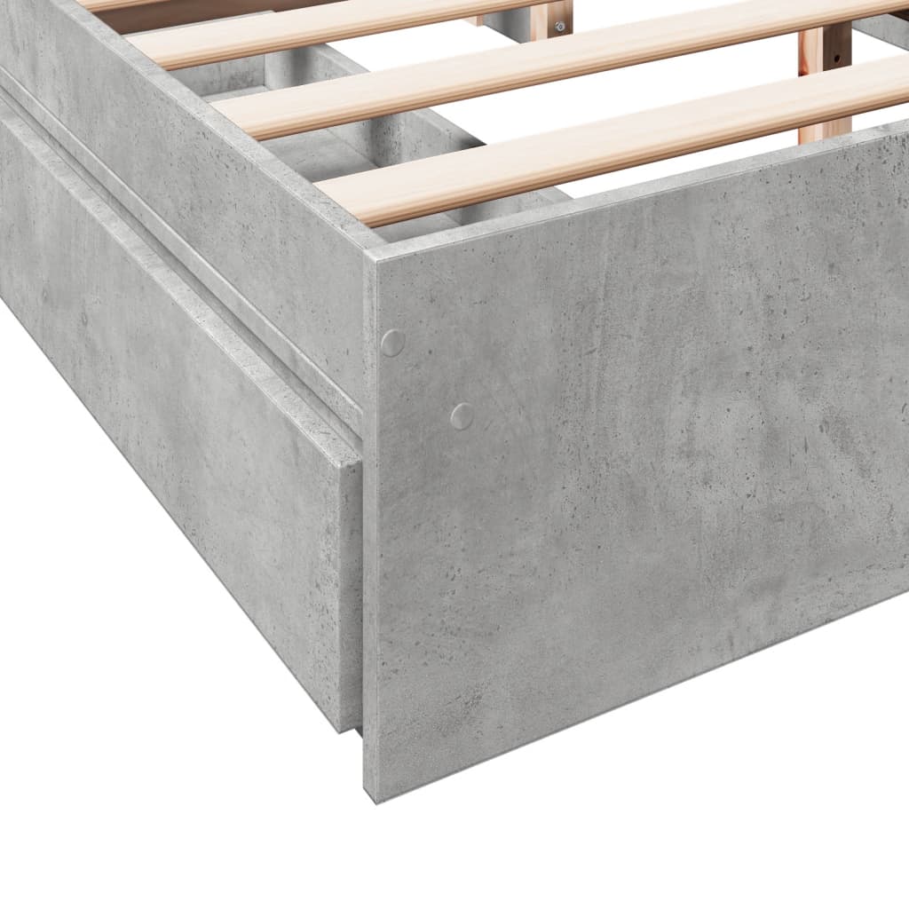 Cadre de lit avec tiroirs sans matelas gris béton 150x200 cm - XIOS