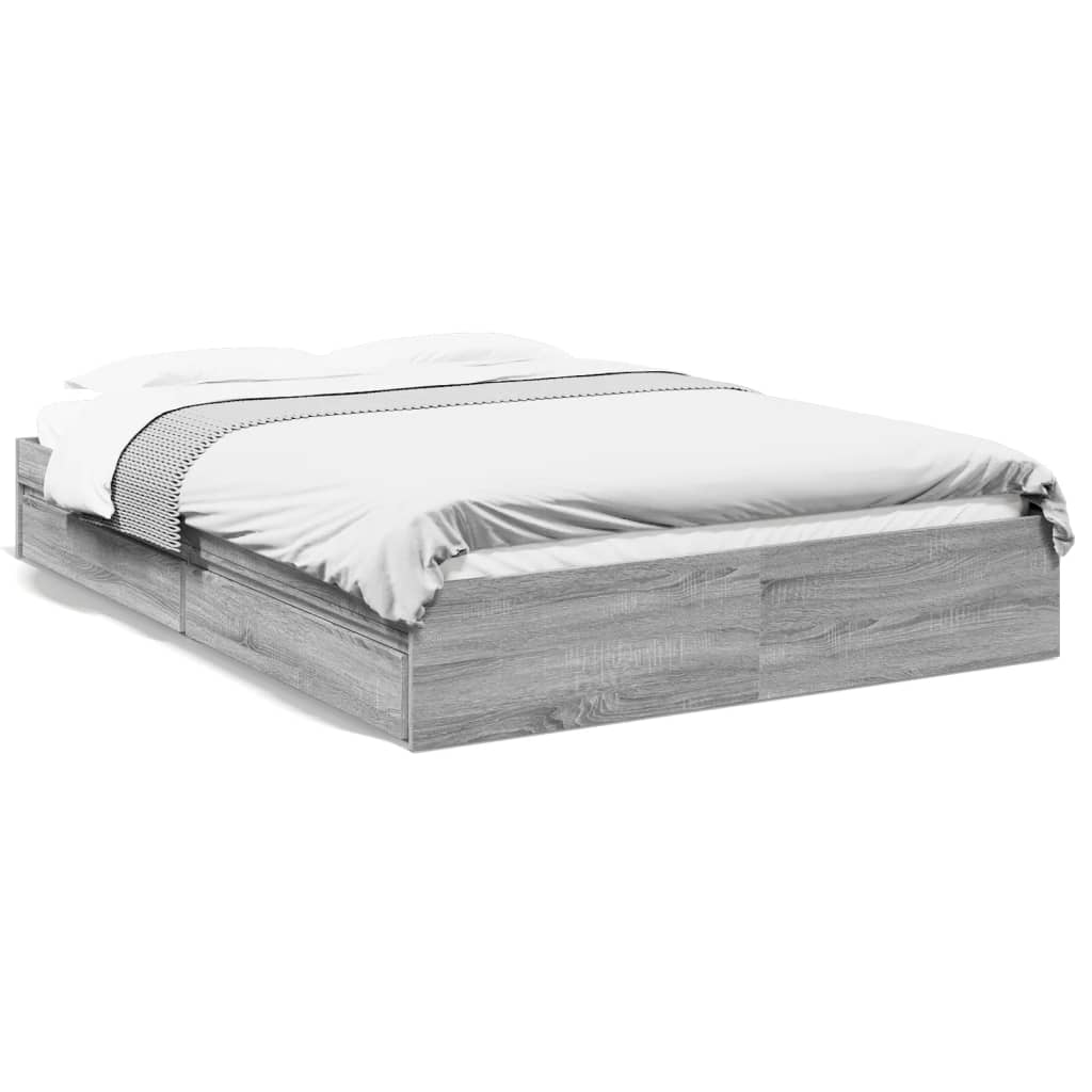 Cadre de lit avec tiroirs sans matelas sonoma gris 150x200 cm - XIOS