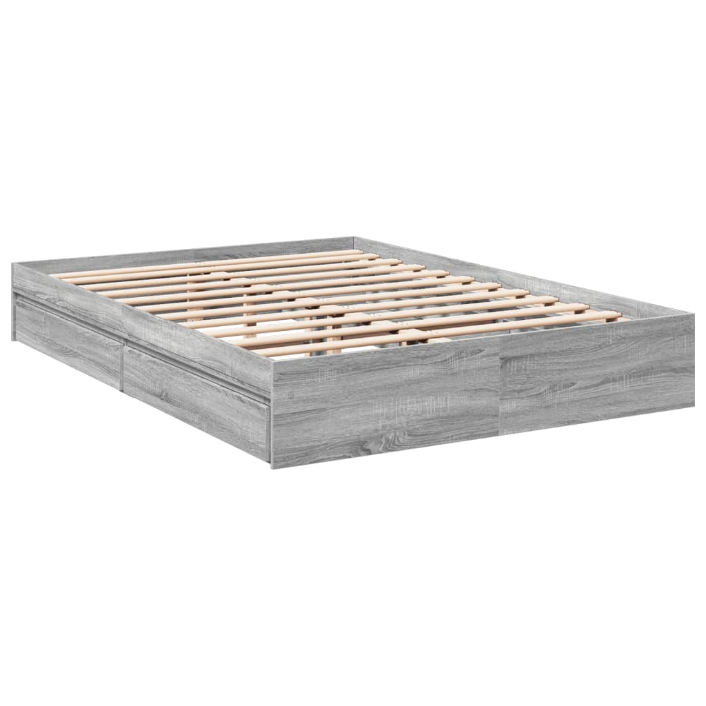 Cadre de lit avec tiroirs sans matelas sonoma gris 150x200 cm - XIOS