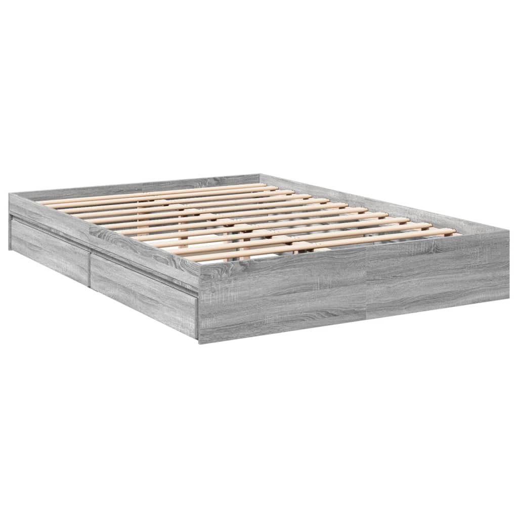 Cadre de lit avec tiroirs sans matelas sonoma gris 150x200 cm - XIOS