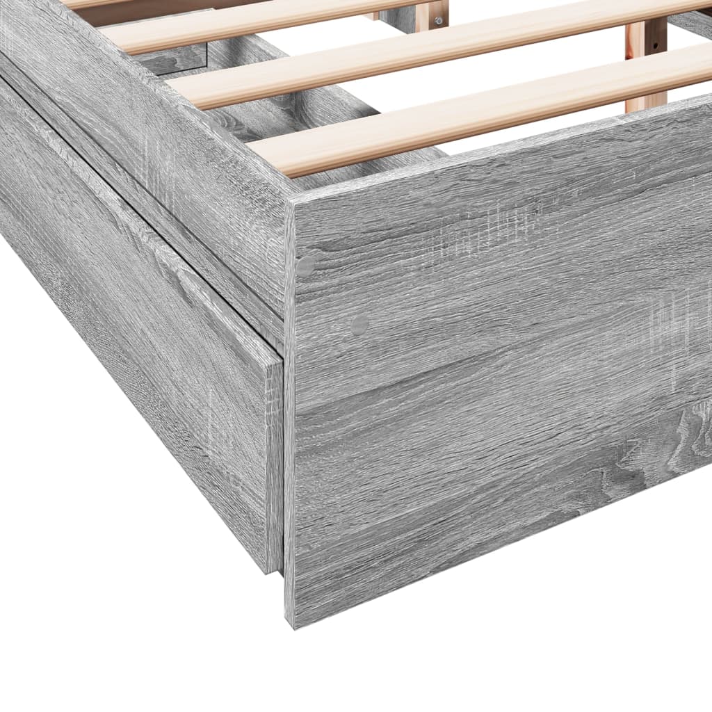 Cadre de lit avec tiroirs sans matelas sonoma gris 150x200 cm - XIOS