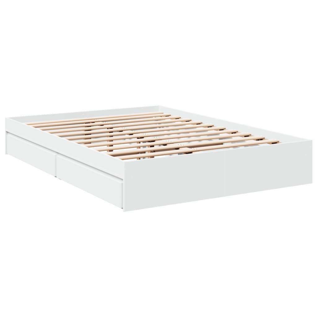 Cadre de lit avec tiroirs sans matelas blanc 140x200 cm - XIOS