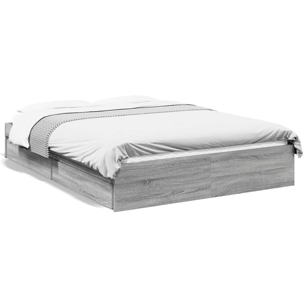 Cadre de lit avec tiroirs sans matelas sonoma gris 140x200 cm - XIOS